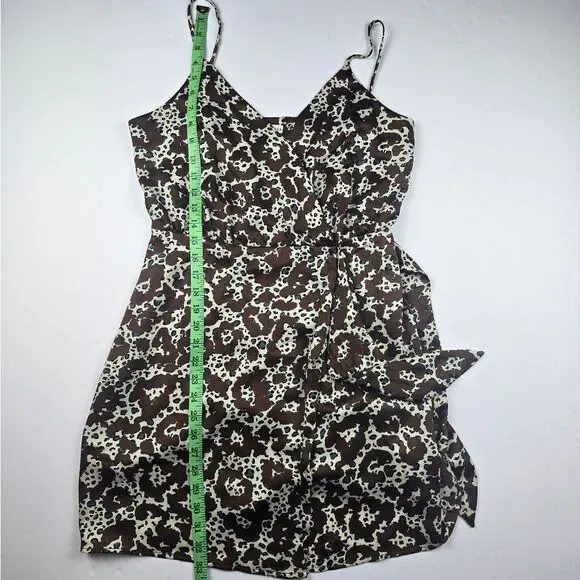 Anthro - Moon River Brown Animal Print Polyester V-Neck Sleeveless Mini Dress M - Picture 6 of 9